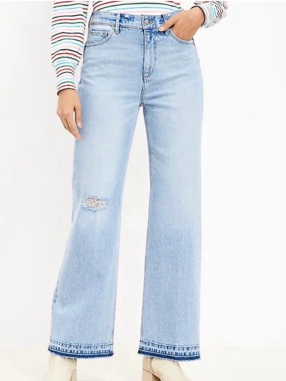 Loft The Wide Leg with Raw Hem